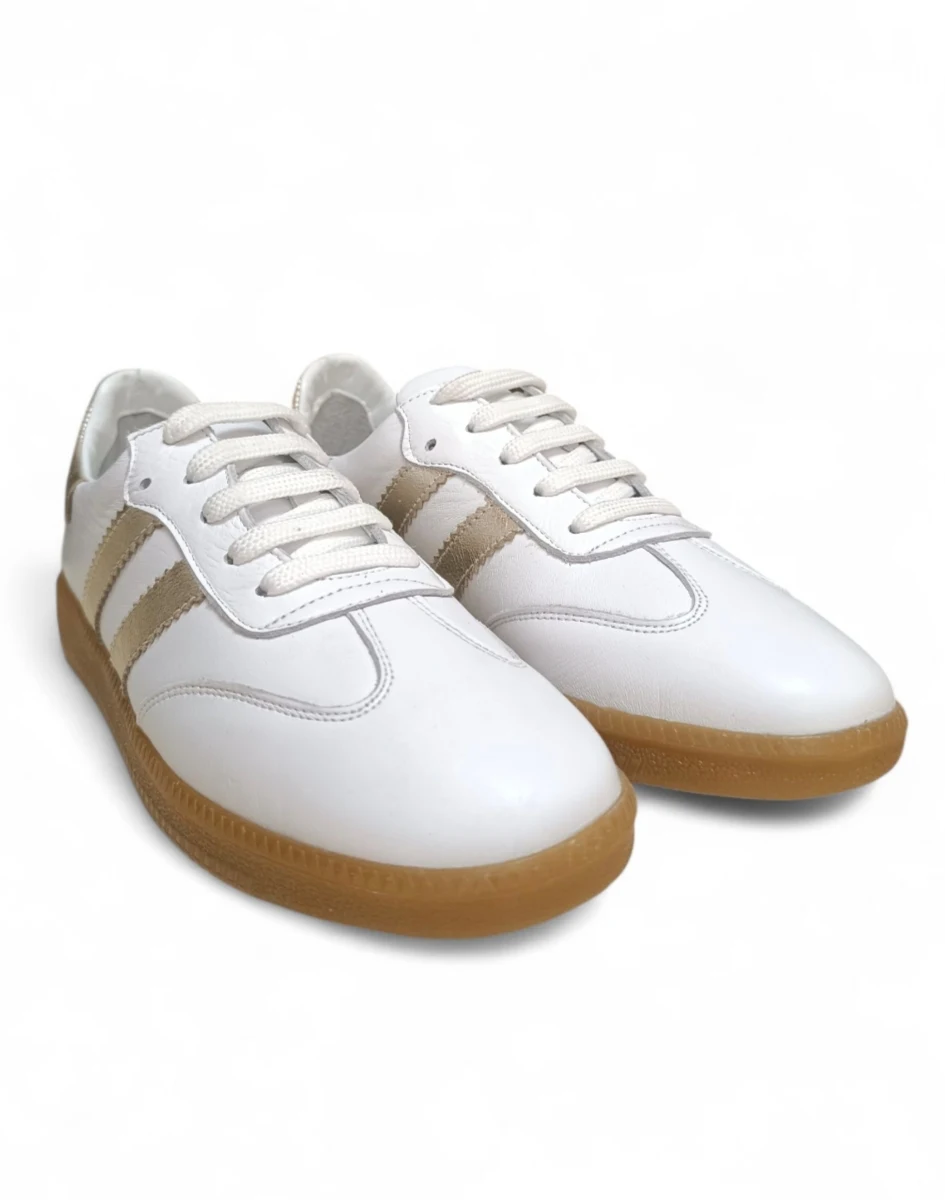 Кожни бели-златни патики 2324 - Image 3