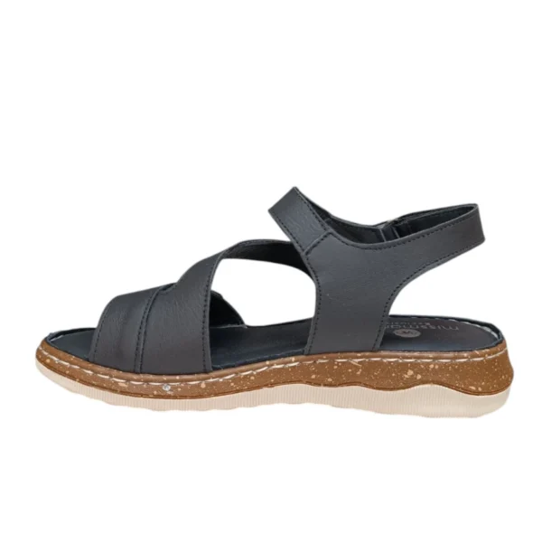 Alternative view of Кожни црни рамни сандали 6294