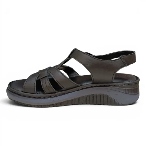 Alternative view of Кожни црни рамни сандали 420