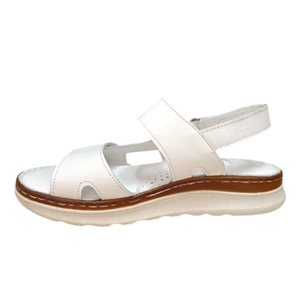 Alternative view of Кожни бели рамни сандали 1724
