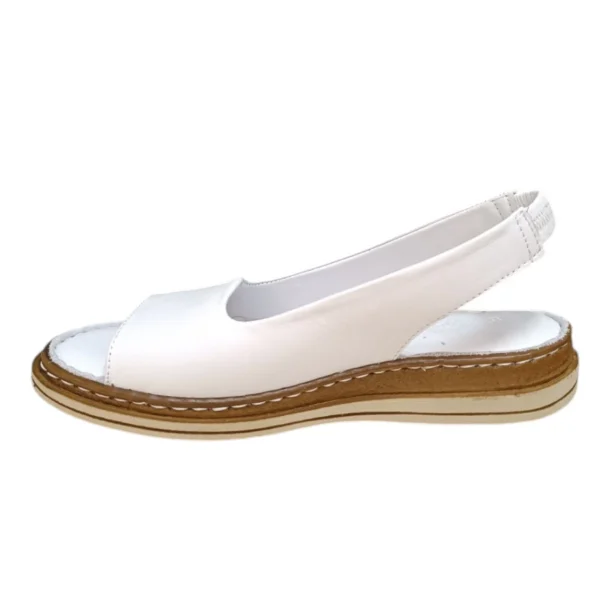 Alternative view of Кожни бели рамни сандали 016