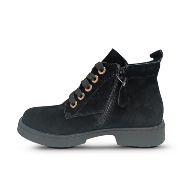 Кожни црни велур чизми Е18205-1 - втор агол | Trendy Shoes